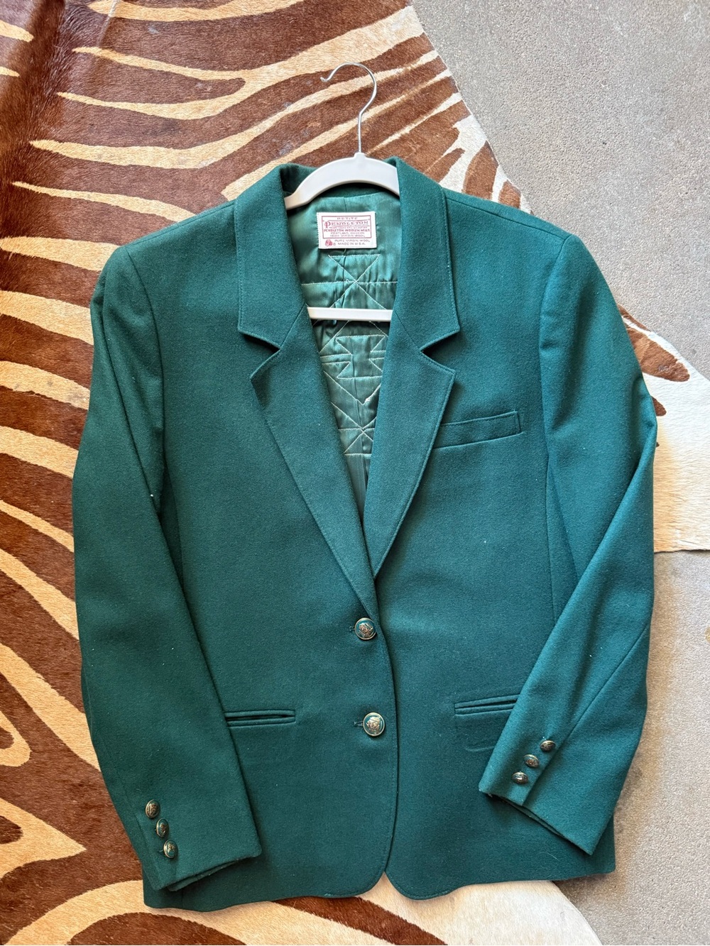 Pendleton Forest Green Wool Petite Blazer